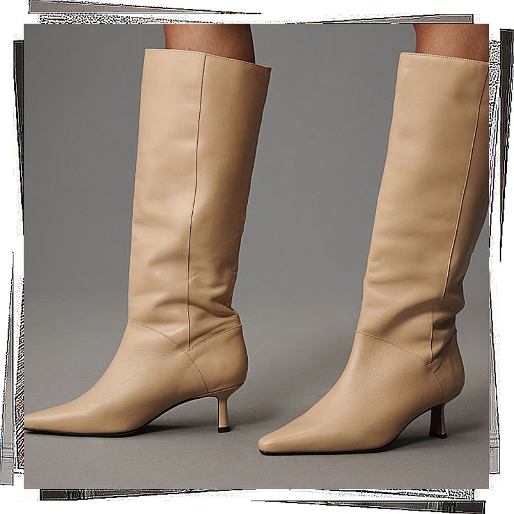 NWT: Minimalist Cream Leather Slip On Boots (EU 37) - Picture 3 of 3